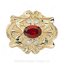 GS404 G/D - 14 Karat Gold Slide with Garnet center and Diamond accents 
